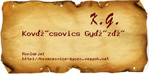 Kovácsovics Győző névjegykártya